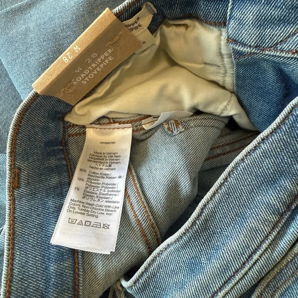 madewell stovepipe‎ jeans carey blue wash nq191 women size 28